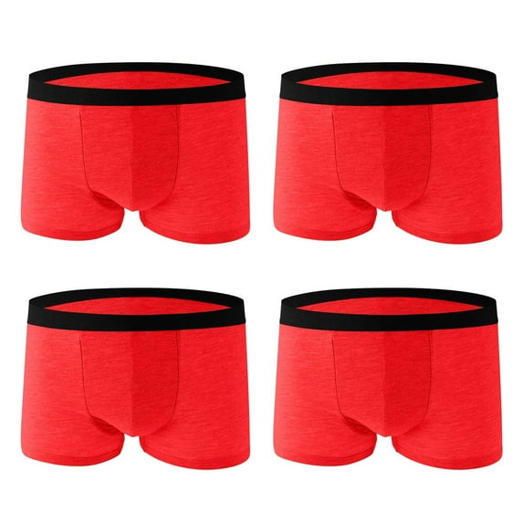 BSDJILFG Boxer Briefs for Men Short Leg 4 Pack Briefs Soft Cotton Breathable Underwear Solid Color Underpants Savings