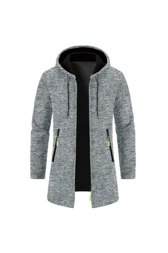 Cardigan Sweaters for Men Zip-Up Hoodies Wool Fleece Velvet Light Weight Long Outerwear Jackets ,S-3XL