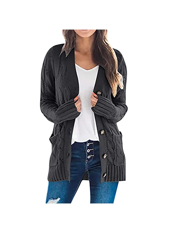Cardigan Sweaters for Women 100% Cotton Boho Cardigan Button Up Crochet V-Neck Knit Jackets