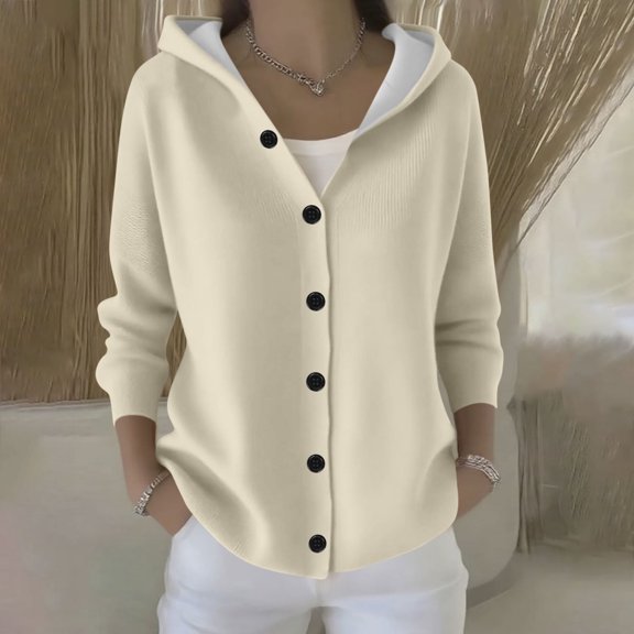 BSDJILFG Oversized Hooded Ribbed Cardigan Long Large Shirt Comfy Button Down Open Front Sweater Coats
