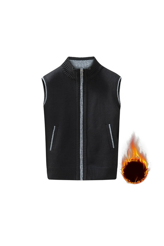 Cardigan Sweaters for Women Sleeveless Thick Knit Stand Collar Vest Full Zip Up Warm Cozy Winter Coats,Sizes S-3XL