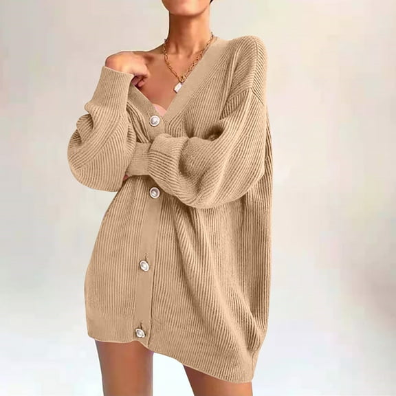 BSDJILFG Cardigan Sweaters for Women Soft Knit Top Oversized Sweater Loose Fit Button Down Sweater Jackets