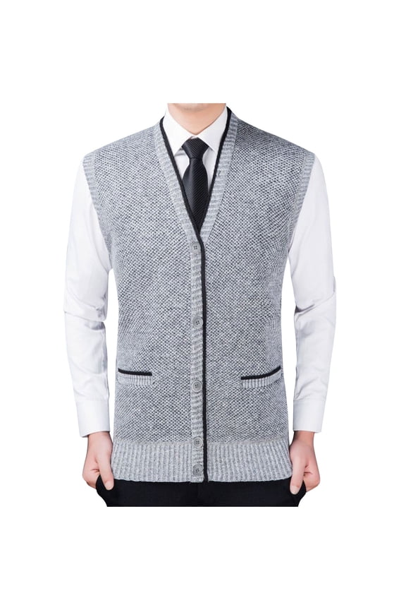 Cardigans for Men Button Down Sleeveless Vests Soft Knit V-Neck Business Casual Sweater Vests