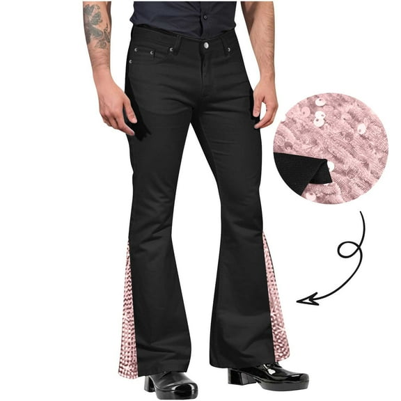 BSDJILFG Chinos Pants Men Slim Fit Business Casual Dress Pants Flare Bootcut Full Length Trouser for Nightclub