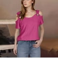 thumbnail image 1 of BSDJILFG Cold Shoulder Tops for Women Plus Size 2026 Summer Eyelet Shirt Short Sleeve Loose V Neck Breathable Comfy Tunic Blouse, 1 of 5