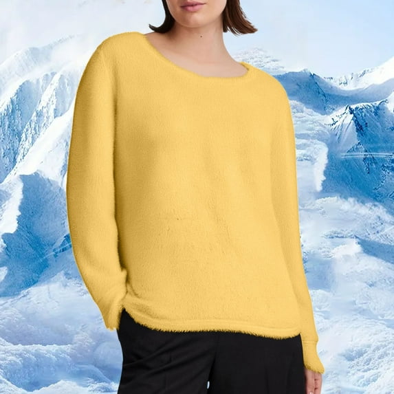BSDJILFG Comfy Sweaters for Women Plus Size Cable Knit Fleece Top Long Sleeve Oversized Crewneck Pullover Sweater,S-5XL