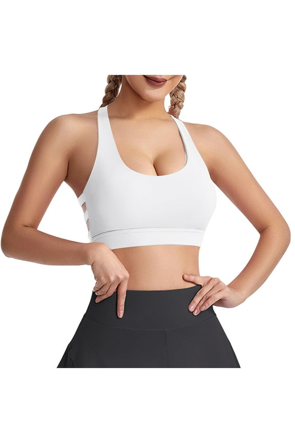 Compression Sports Bras for Women Ribbed Longline Halter Neck Cross Back Yoga Bras Seamless Stretch Supportive Crop Workout Tops
