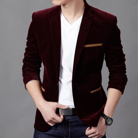 BSDJILFG Corduroy Blazers for Men Big and Tall Suit Jacket Work Casual Regular Fit Lapel Dress Jackets for Office Workwear