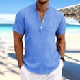 thumbnail image 1 of BSDJILFG Cotton Golf Shirts for Men Linen Breathable Button Up Short Sleeve Slim Fit Pullover Summer Tops, 1 of 6