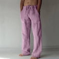 thumbnail image 1 of BSDJILFG Cotton Linen Pants for Father's Day Men's Summer Super Comfort Lightweight Casual Wide-Leg Pants Loose Fit Drawstring Trousers Loungewear Sleepwear S-3XL, 1 of 7