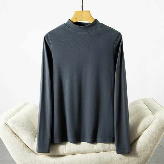 BSDJILFG Crewneck Sweaters for Women Fall Comfy Long Sleeve Basic Tees Stretchy Pullover Lounge Sleep Undershirts