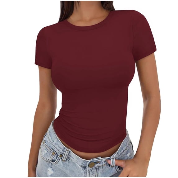 BSDJILFG Crop Tops for Women Graphic Tee Y2K Trendy Shirts for Juniors Short Sleeve Crewneck Streetwear