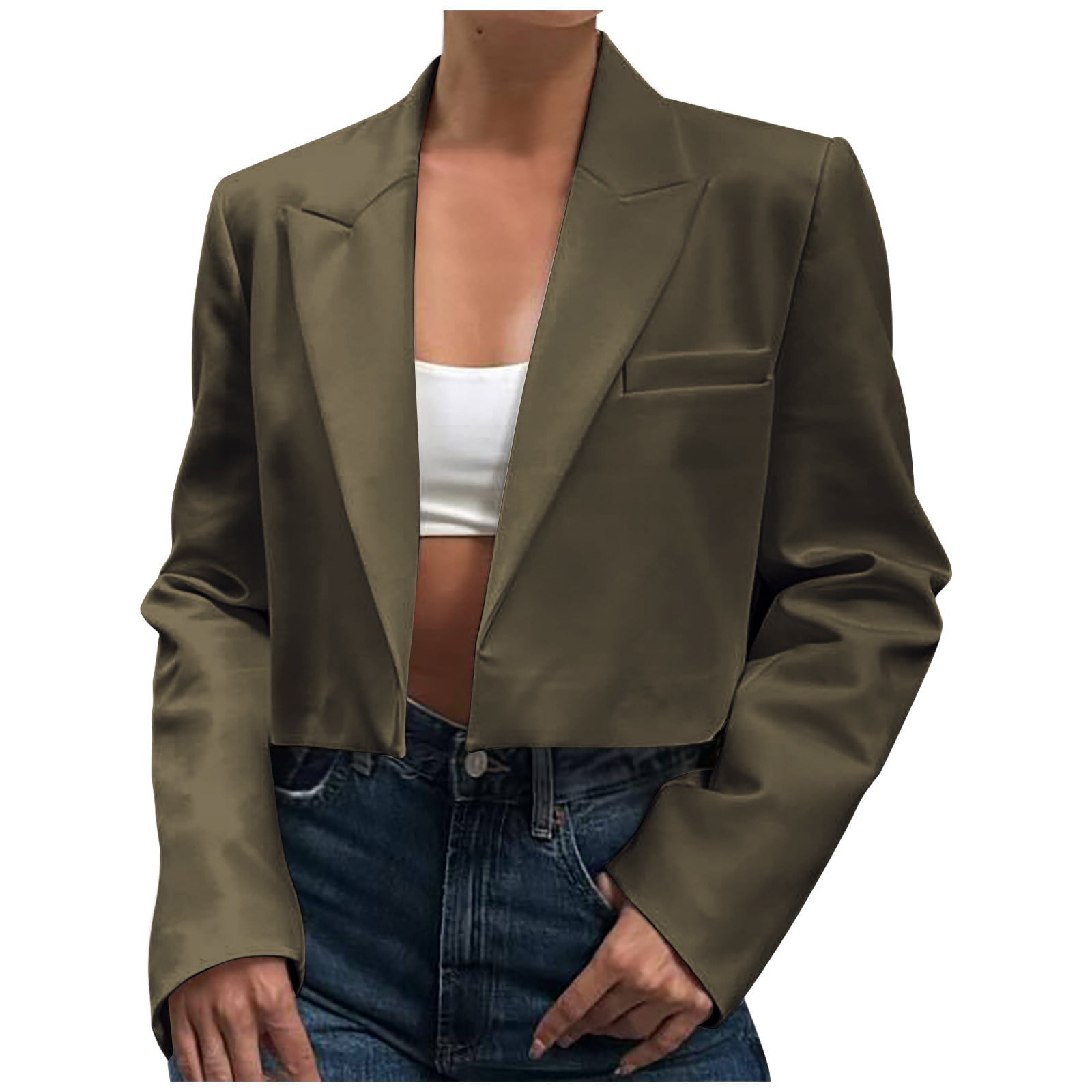 BSDJILFG Cropped Blazer for Women Business Casual Suit Jackets