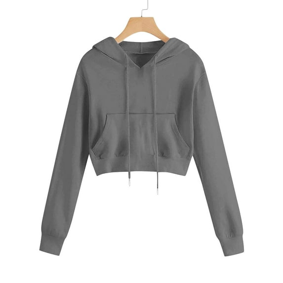 BSDJILFG Cropped Hoodies for Women Y2K Juniors Long Sleeve Sweatshirts Pullover Streetwear Fall Winter Clothes 2025