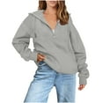 thumbnail image 1 of BSDJILFG Cropped Sweatshirts for Women Plus Size Long Sleeve Y2K Trendy Quarter Zip Up No Hood Athletic V-Neck Shirts, 1 of 5
