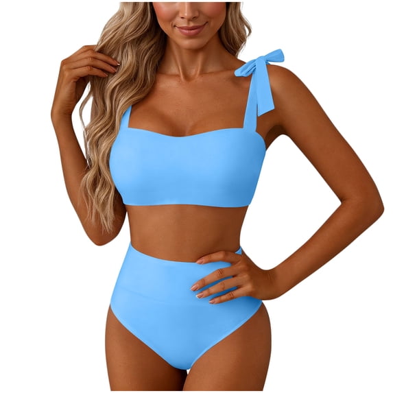 BSDJILFG Cute Swimsuits for Juniors Ruffle Bikini Sets Standard Straps Full Coverage Hipster Bathing Suits