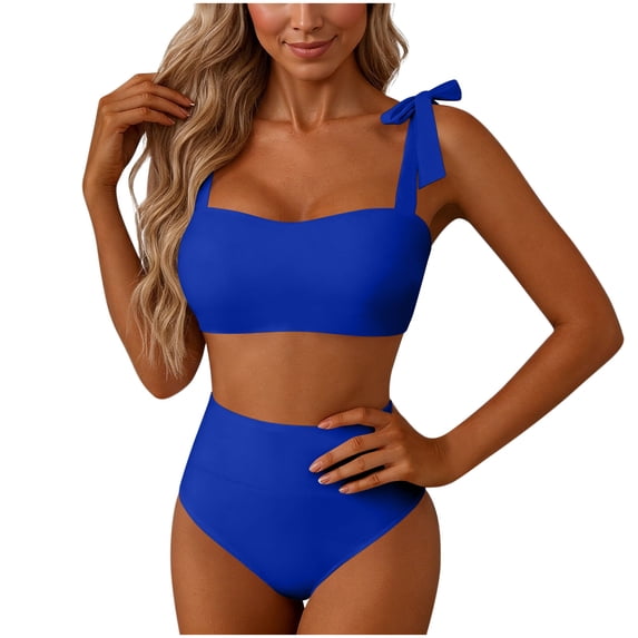 BSDJILFG Cute Swimsuits for Juniors Ruffle Bikini Sets Standard Straps Full Coverage Hipster Bathing Suits