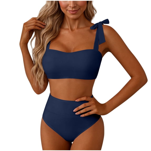 BSDJILFG Cute Swimsuits for Juniors Ruffle Bikini Sets Standard Straps Full Coverage Hipster Bathing Suits