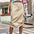 thumbnail image 1 of BSDJILFG Denim Skirts for Women High Waist Relaxation Midi Length Cargo Jean Skirt Side Drawstring Pencil Wrap Skirt with Zipper Multi-Pockets, 1 of 4