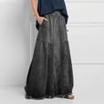 thumbnail image 1 of BSDJILFG Denim Skirts for Women Plus Denim Maxi Skirt Frayed A-Line Floor Length Stretchy Cowgirl Long Jean Skirts,S-4XL, 1 of 5