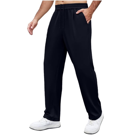 BSDJILFG Dress Pants for Big Mens Elastic Waist Sweatpants Drawstring Linen Pants Soft Cotton Casual Trouser Solid Color Tactical Pants Sports Workout Athletic Trouser Clearance,S-3XL