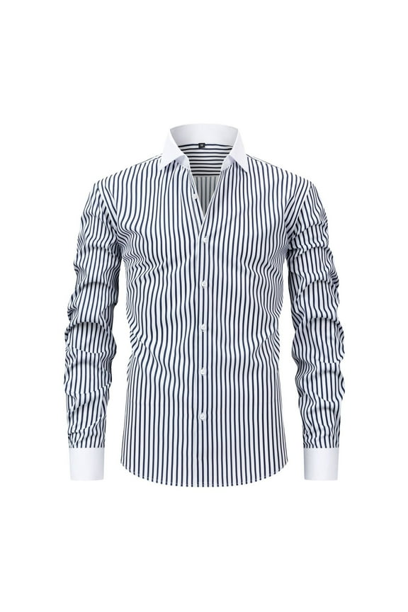 Dress Shirts for Men Wrinkle-Free Business Casual Striped Blouse Stretchy Button Down Tops