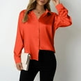 thumbnail image 1 of BSDJILFG Dress Shirts for Women Satin Silk Blouse Lightweight Breathable Solid Color Lapel Office Work Blouse, 1 of 6