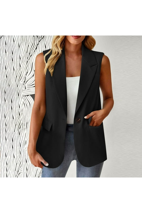 Dress Vests for Women Formal Business Waistcoat Sleeveless Lapel Button Up Suit Jacket with Pockets ,Sizes S-3XL