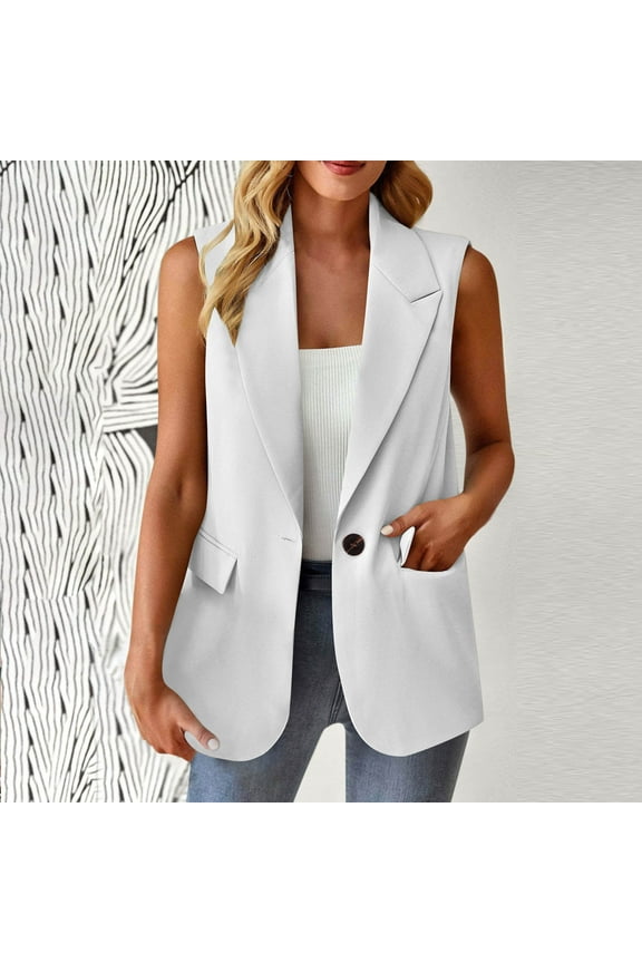 Dress Vests for Women Formal Business Waistcoat Sleeveless Lapel Button Up Suit Jacket with Pockets ,Sizes S-3XL