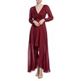 thumbnail image 1 of BSDJILFG Evening Dresses for Women Elegant Sequin Dress High Waisted Long Sleeve Deep V Neck A-Line Ruffle Flowy Maxi Dresses, 1 of 3