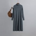 thumbnail image 1 of BSDJILFG Fall Dress for Women Winter Casual Leisure Long Sleeve Thick Chunky Knit Sweater Loose Fit Turtleneck Maxi Sleep Dress, 1 of 3