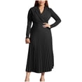 thumbnail image 1 of BSDJILFG Fall Evening Dresses for Women Long Sleeve Elegant Sexy V-Neck Swing Flowy Knee Length Midi Dresses, 1 of 6