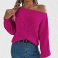 thumbnail image 1 of BSDJILFG Fall Sweatshirt Women Plus Size Off-the-shoulder Shoulder Sweaters Lantern Long Sleeve Crochet Knitted Shirts Loose Fit Pullover Lounge Tops Rollbacks,S-L, 1 of 1
