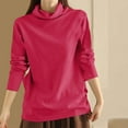 thumbnail image 1 of BSDJILFG Fall Tops for Women Dressy Cowl Neck Shirt Long Sleeve Knitted Cotton Turtle Neck Pullovers, 1 of 6