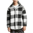 thumbnail image 1 of BSDJILFG Flannel Jacket Men Fleece Sherpa Coats Fall Winter 2025 Front Zipper Long Sleeve Fleece Fuzzy Plaid Shirt Checkered Varsity Jacket S-4XL, 1 of 6
