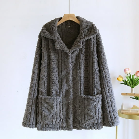 BSDJILFG Flannel Nightgown for Men Short Fleece Thicken Cardigans Long Sleeve Casual Button Down Cozy Fuzzy Warm Loungewear Pajama Tops