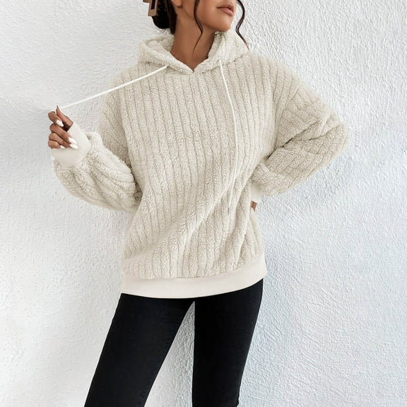 BSDJILFG Fleece Lined Hoodies for Juniors Cute Fuzzy Sweatshirt Long Sleeve Warm Cozy Outerwear