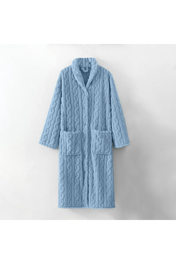Fleece Robes for Women Button Down Duster Nightgowns Soft Warm Thicken Fuzzy Sleepwear with Pockets