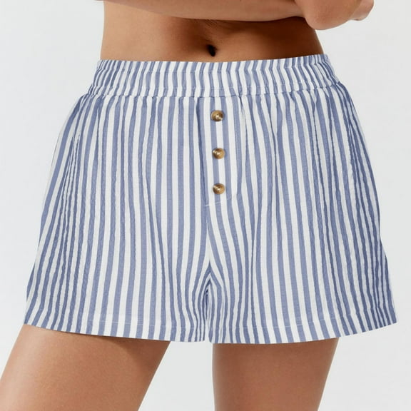 BSDJILFG Girls Basketball Shorts Summer Casual Striped Sleepwear Bottom High Waisted Button Up Wide Leg Athletic Shorts