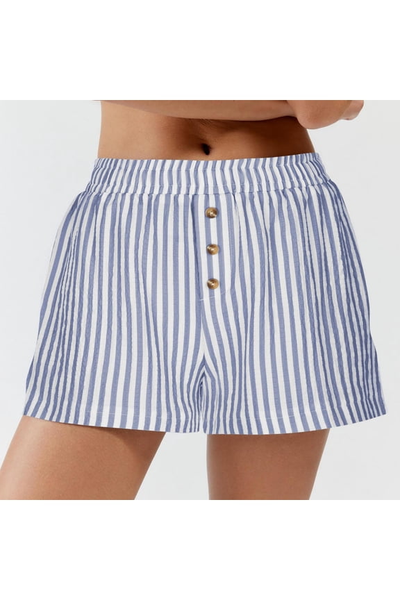 Girls Basketball Shorts Summer Casual Striped Sleepwear Bottom High Waisted Button Up Wide Leg Athletic Shorts