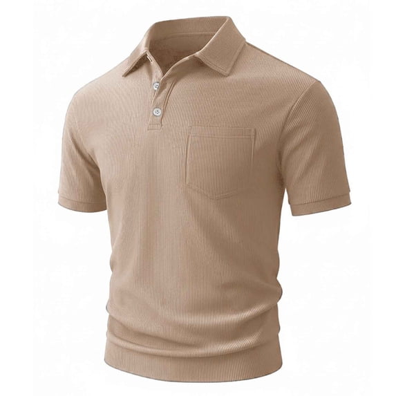 BSDJILFG Golf Shirts for Men Business Casual Short Sleeve Buttons Up Slim Fit Lapel Office Work Tops with Pockets