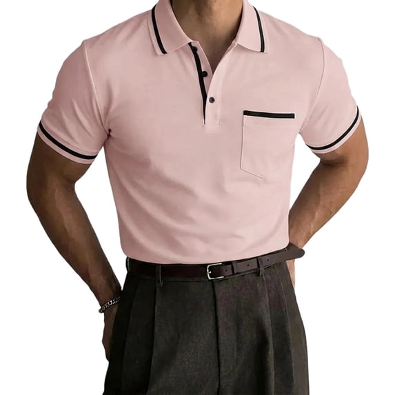 BSDJILFG Golf Shirts for Men Business Casual Work Top Summer Breathable Short Sleeve Buttons Collared Office Shirt with Pocket
