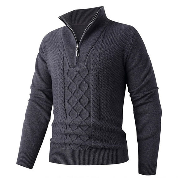 BSDJILFG Half Zip Up Sweaters for Men Cable Knit Golf Shirt Slim Fit Mock Neck Pullovers for Winter