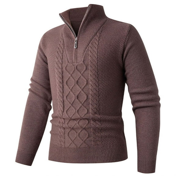 BSDJILFG Half Zip Up Sweaters for Men Cable Knit Golf Shirt Slim Fit Mock Neck Pullovers for Winter