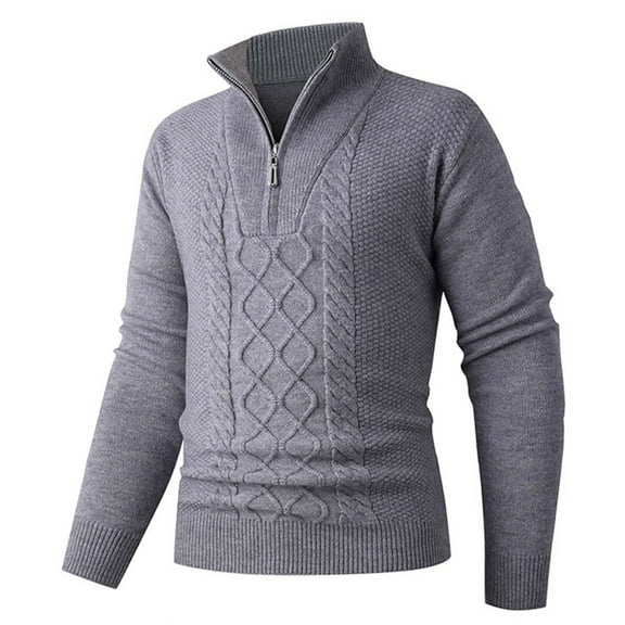 BSDJILFG Half Zip Up Sweaters for Men Cable Knit Golf Shirt Slim Fit Mock Neck Pullovers for Winter