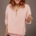 thumbnail image 1 of BSDJILFG Half Zip Up Sweatshirts for Women Long Sleeve Trendy 2025 Solid Color Juniors Varsity Hoodies for Back-to-School, 1 of 6
