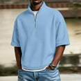 thumbnail image 1 of BSDJILFG Half Zipper Golf Shirts for Men Waffle Texture Knit Casual Short Sleeve Loose Fit Office Work Tops, 1 of 8