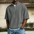 thumbnail image 1 of BSDJILFG Half Zipper Golf Shirts for Men Waffle Texture Knit Casual Short Sleeve Loose Fit Office Work Tops, 1 of 8