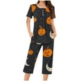 thumbnail image 1 of BSDJILFG Halloween Pajamas Women Fall Pajamas Women,Casual Sleep Shirts with Capri Bottom,Sizes S-3XL, 1 of 4