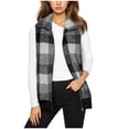 thumbnail image 1 of BSDJILFG Jacket Vests for Women Plus Size Fleece Color Block Plaid Shirts Sleeveless Thicken Collar Cardigans Winter Waistcoats Christmas Gifts, 1 of 7